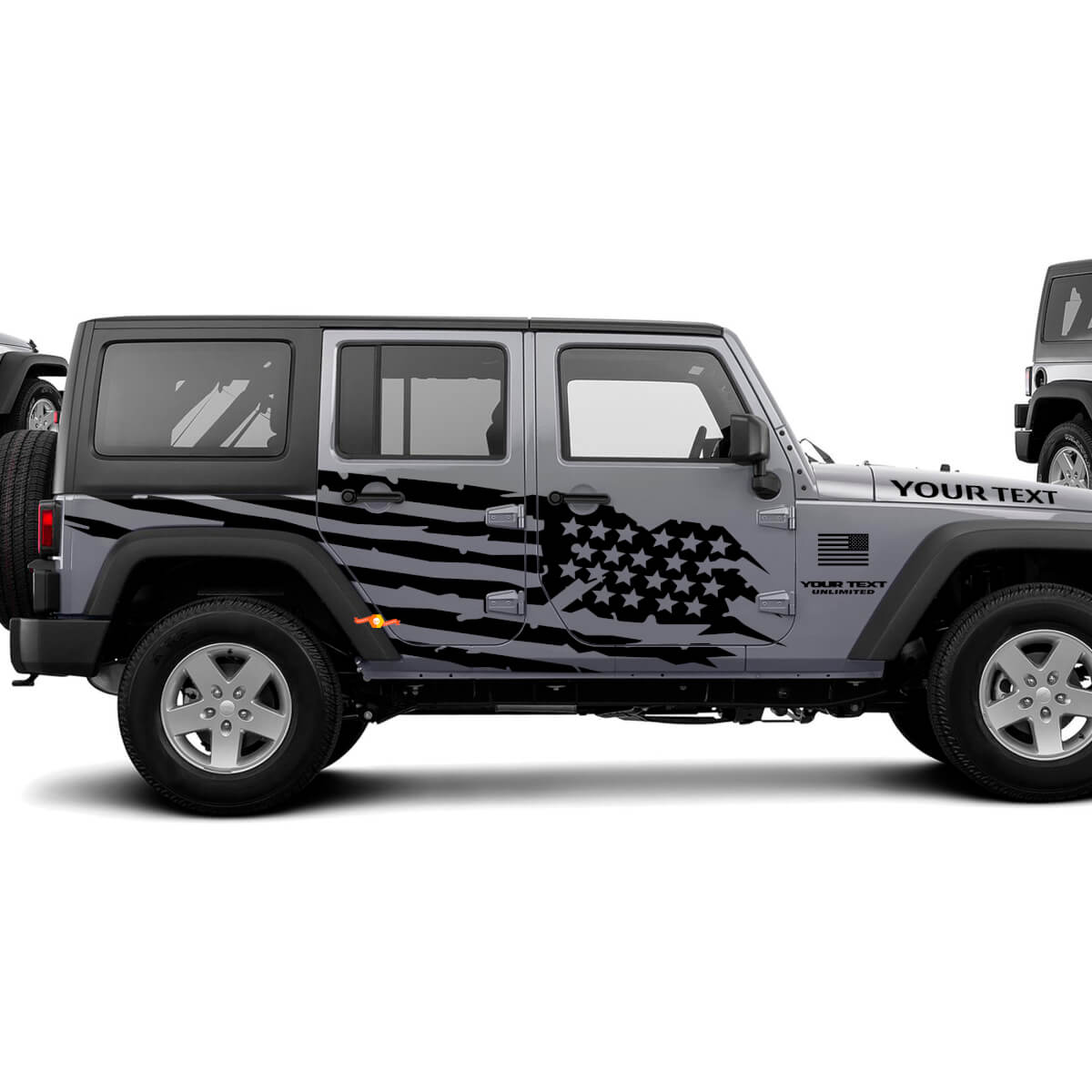 Distressed US Flag Side Vinyl Sticker Decal for Jeep Wrangler Unlimited JK