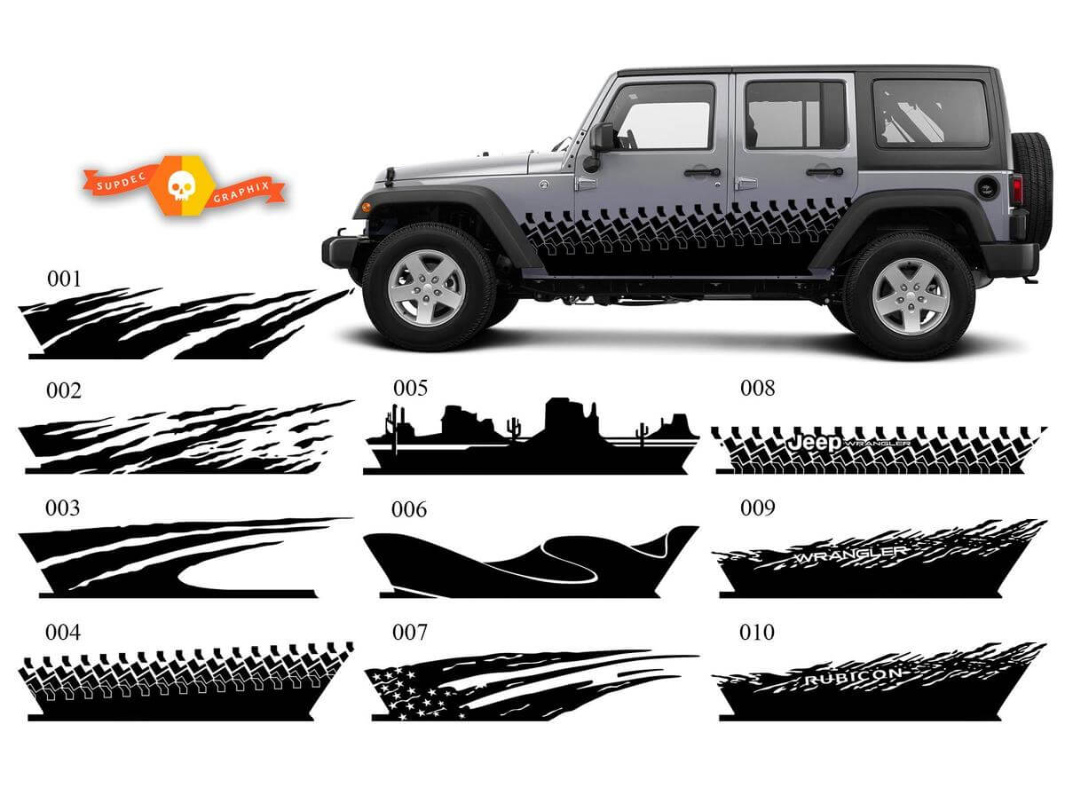 JEEP Decal Sticker splash side rocker door graphics 07-17  Wrangler JK 4 door