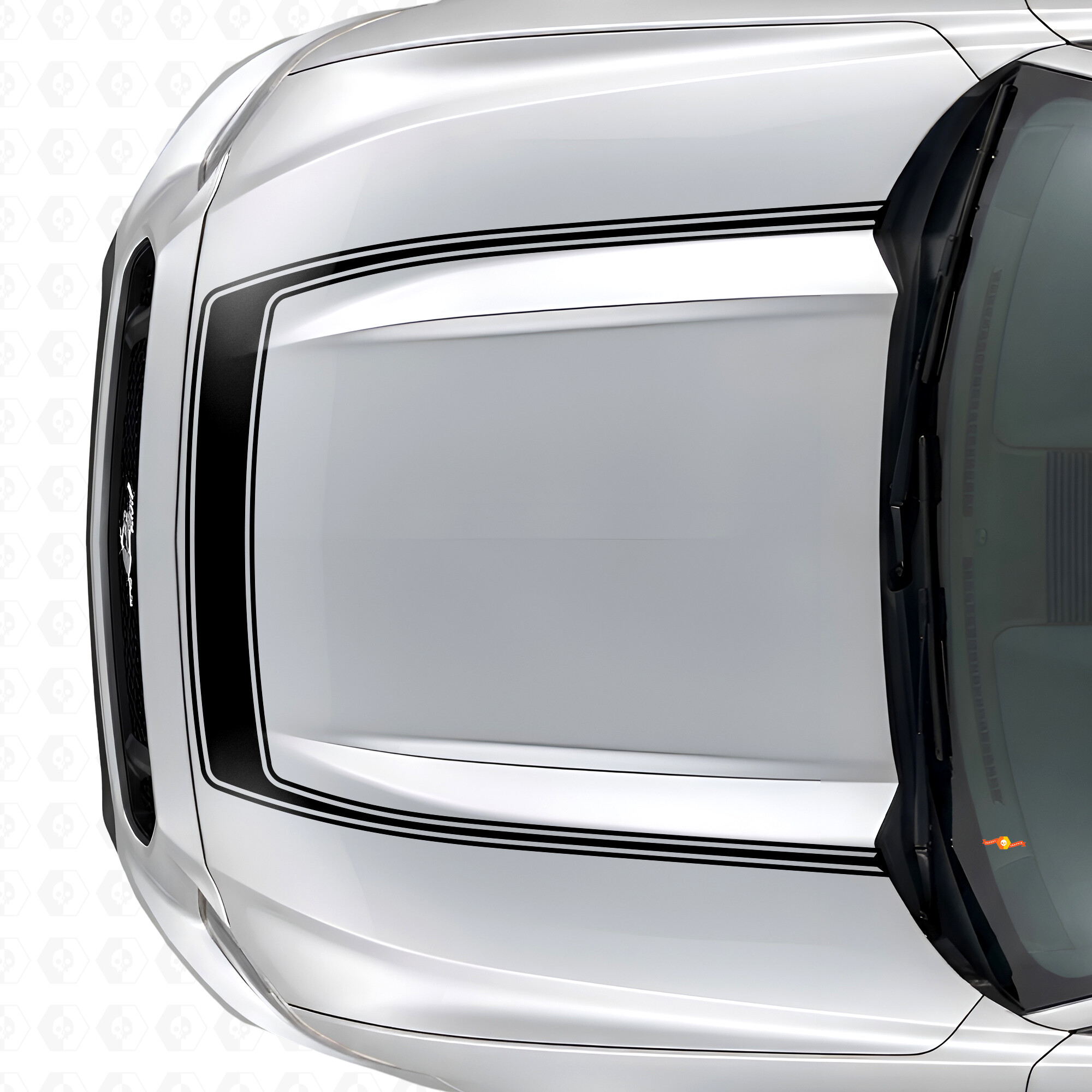 Accent Outline Stripe Hood Vinyl Decal for Musclecar Musclecarmodel 2015-2020