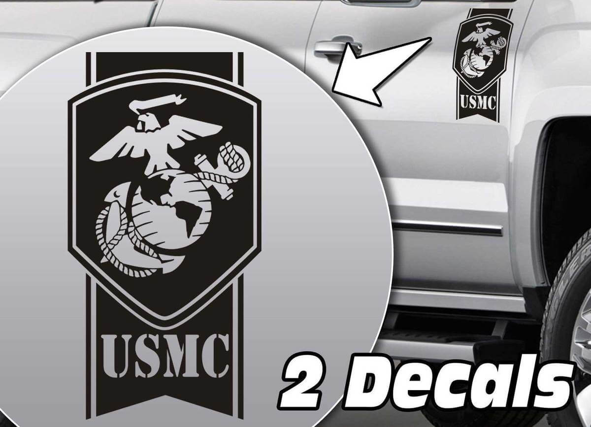 USMC-Style Eagle Globe Anchor Truck Bed Side Vinyl Decal Set for Pickup Trucks