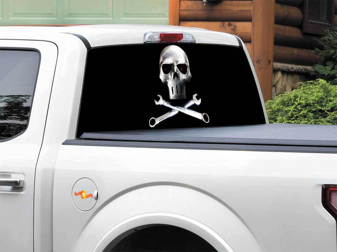 Metal Skull Steel Rear Window Decal Sticker Pick-up Truck SUV Car any size
