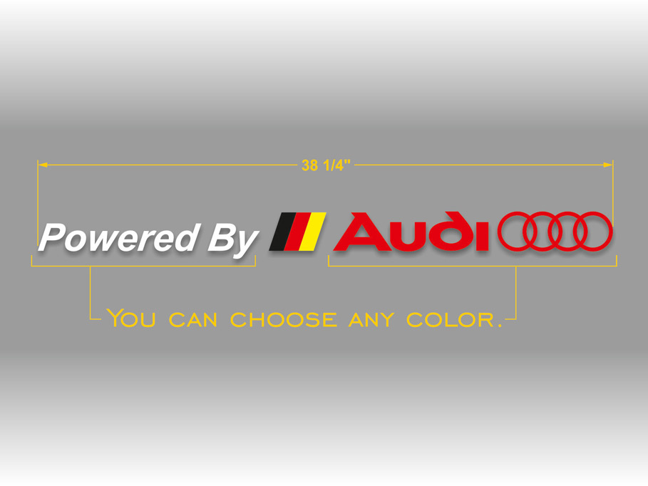 Audi powered by logo with German flag windshield vinyl sticker decal banner