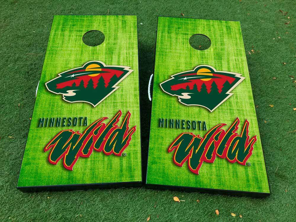 Minnesota Wild Hockey Cornhole Board Vinyl Wrap Decal Set