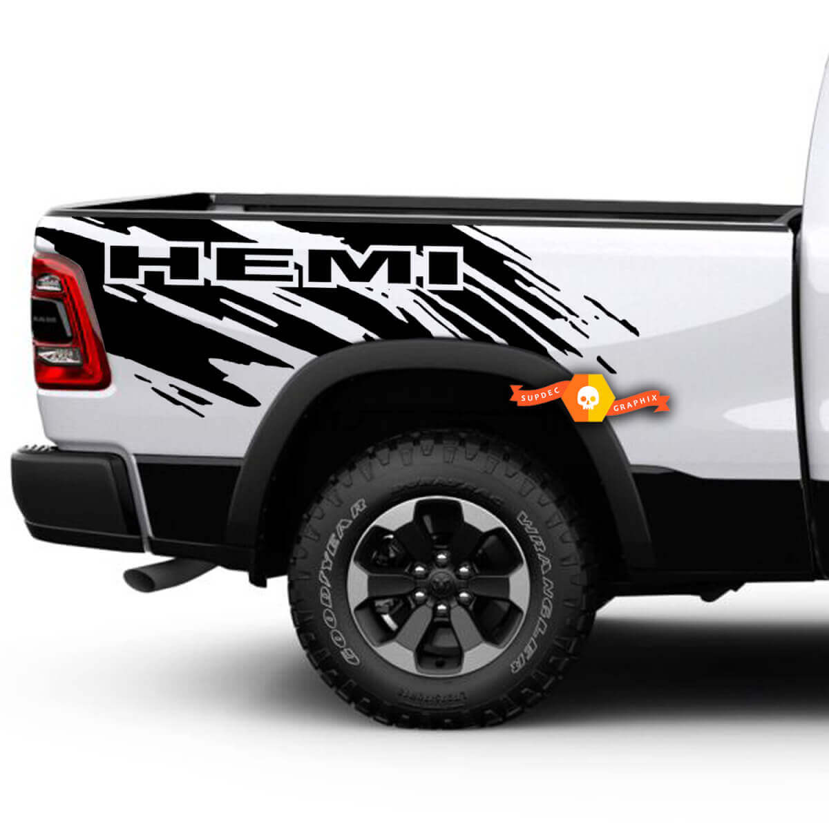 HEMI Splash Grunge Bed Side Vinyl Decal Graphic for Dodge Ram 