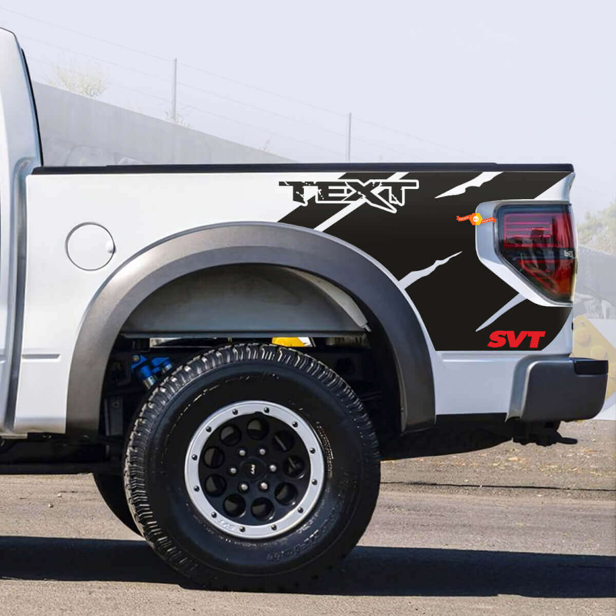 Custom Text Disterssed Style Bed Side Vinyl Decal Kit for Musclecar truck SVT 2010-14