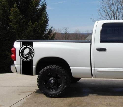 Metal Mulisha Style Stripes Bedside Vinyl Decal Sticker for GMC Sierra