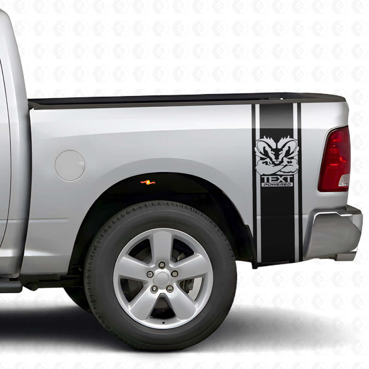Hemi Style Rear Side Custom Stripes Vinyl Decal Kit for Dodge Ram