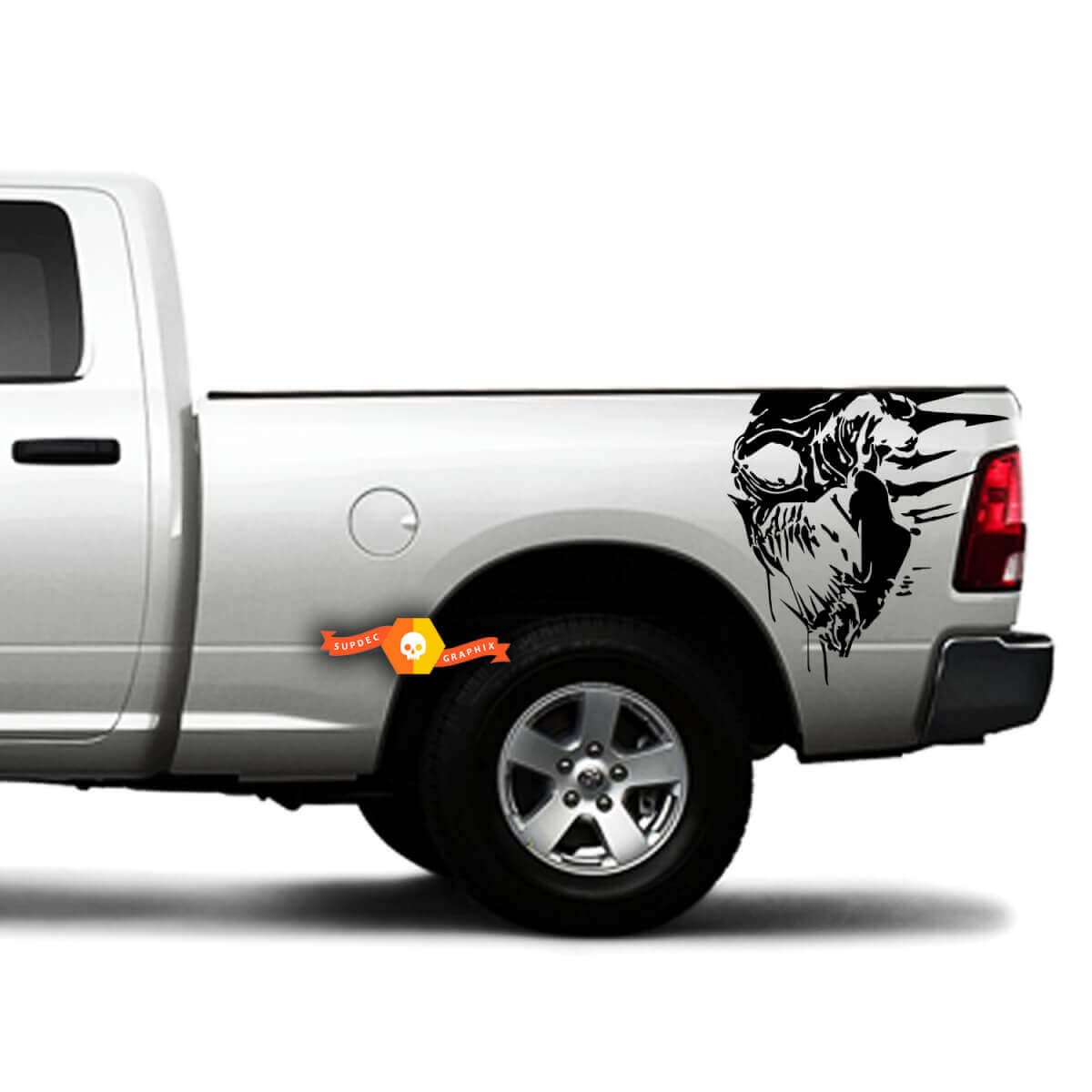 Grunge Skull Side Bed And Tailgate Vinyl Decal for Dodge RAM 1500