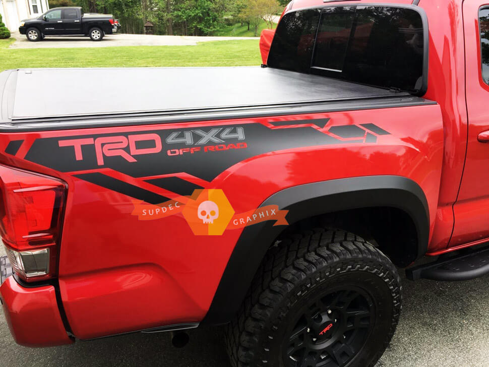TRD-Style 4x4 Off Road Bed Side Vinyl Decal Kit for Toyota Tacoma or Tundra