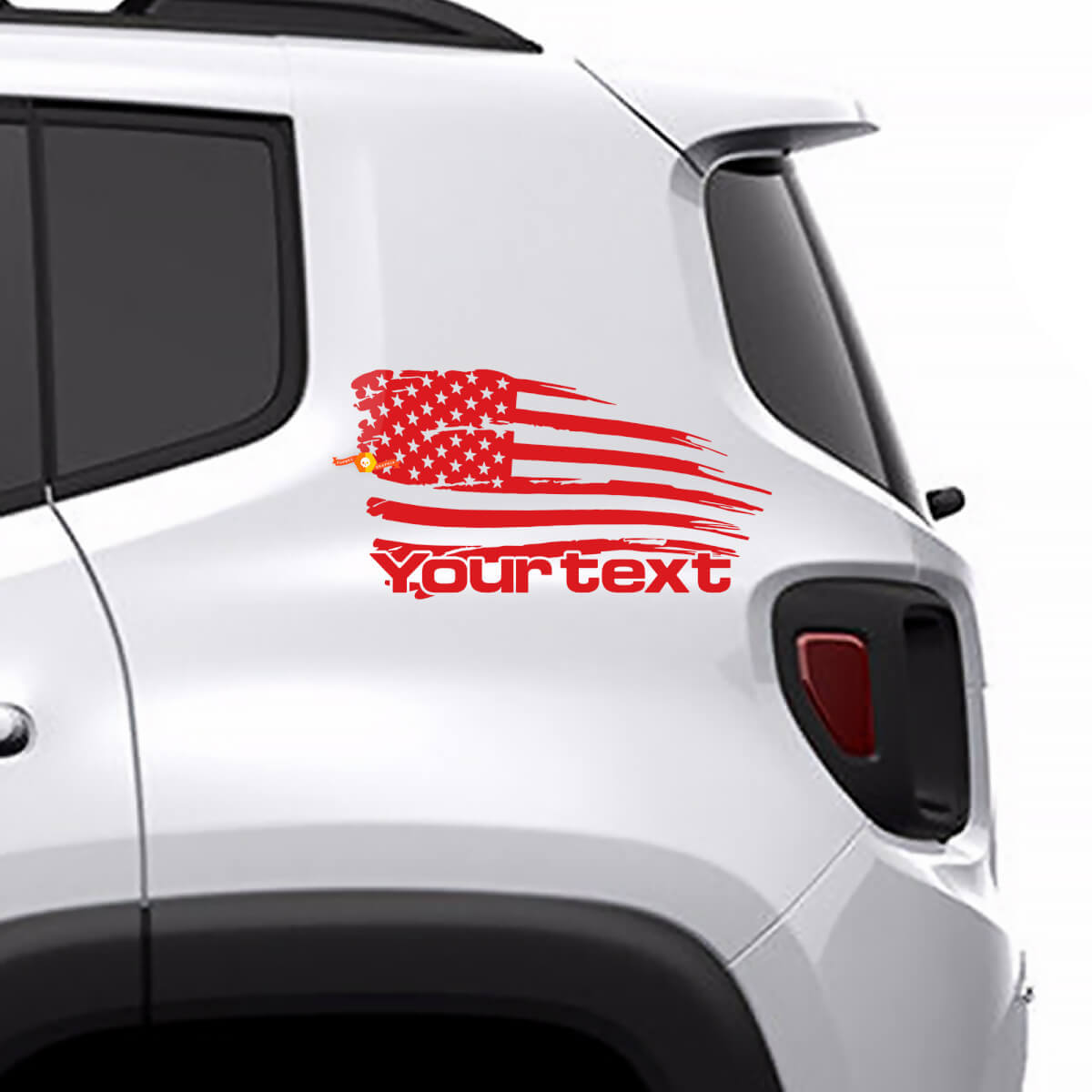 Distressed American Flag Rear Side Vinyl Decal for Jeep Renegade