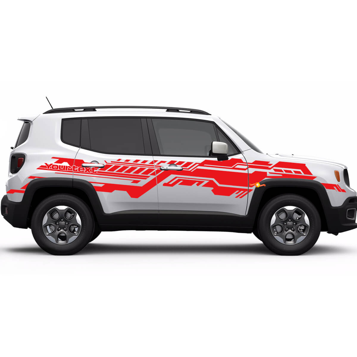 Technical Grunge Graphic Style Side Stripes Vinyl Decal Sticker for Jeep Renegade