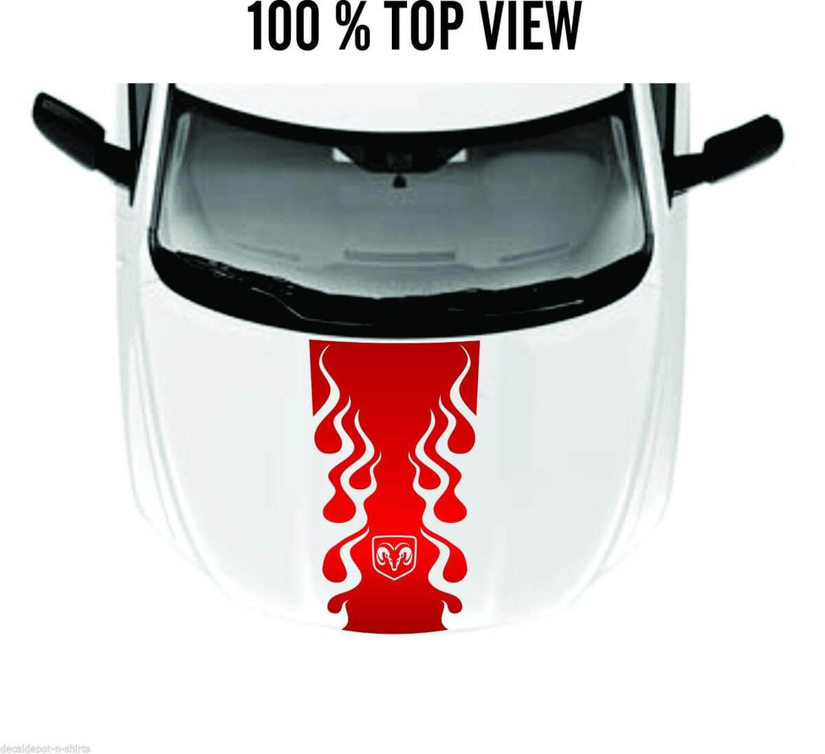 Flames Bonnet Sticker Decal Vinyl Stripes for DODGE Ram 1500, 2500HD, 3500HD Rebel New