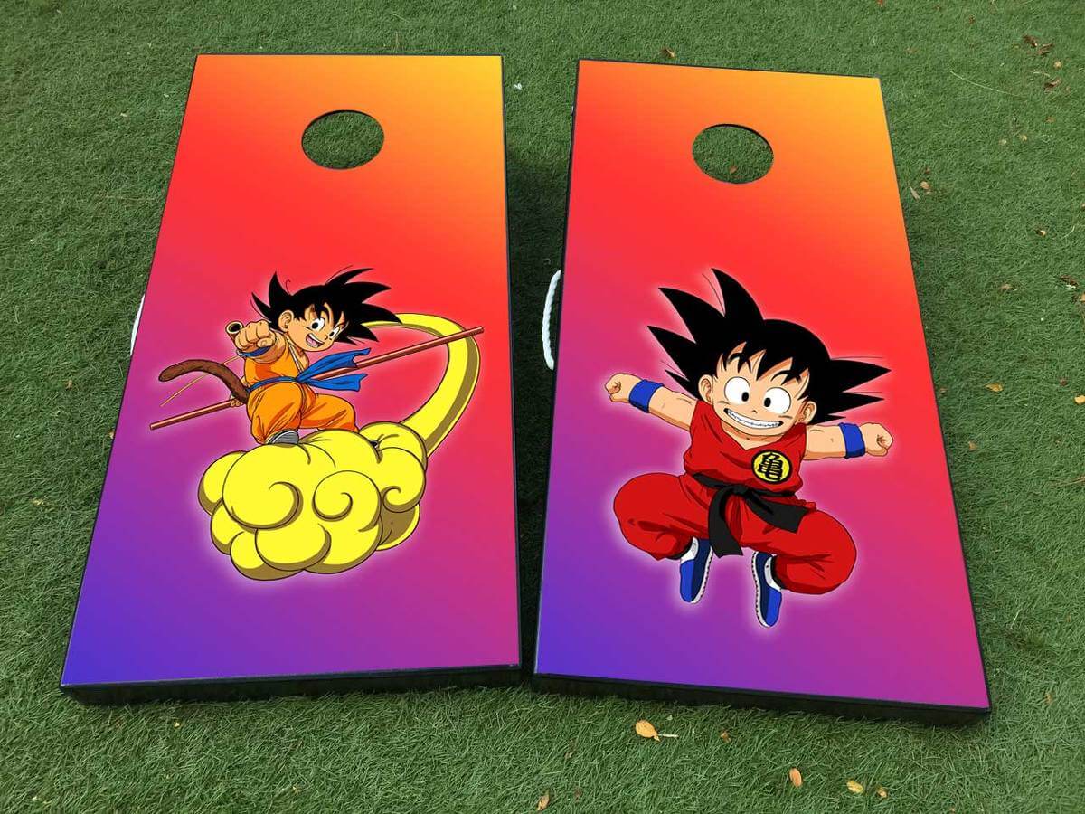Dragon Ball Inspired Anime Cornhole Board Vinyl Wrap Set