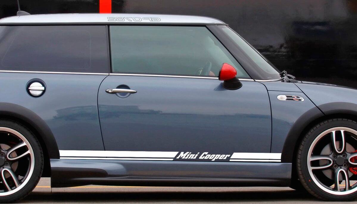 Lettering Panel Stickers Decals Side Checkered Rocker Stripes For Mini Cooper Rally Turbo 2000-2015