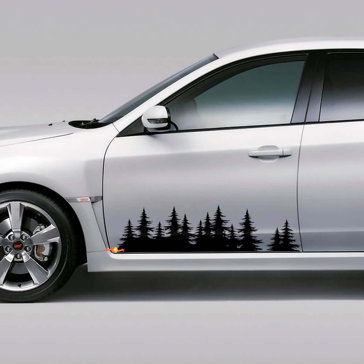 Forest Silhouette Side Door Vinyl Decal Set for Suba WRX STI and Forester