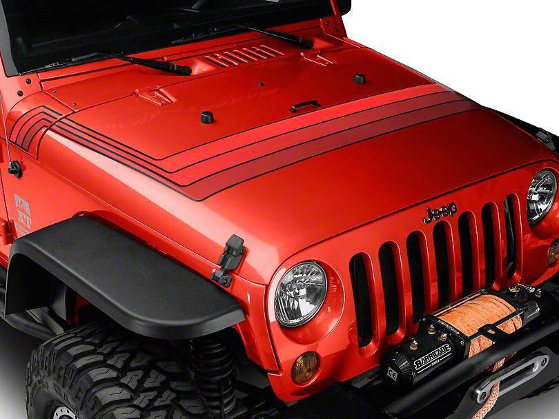 Retro Style Hood Stripes Vinyl Decal for Jeep Wrangler JK