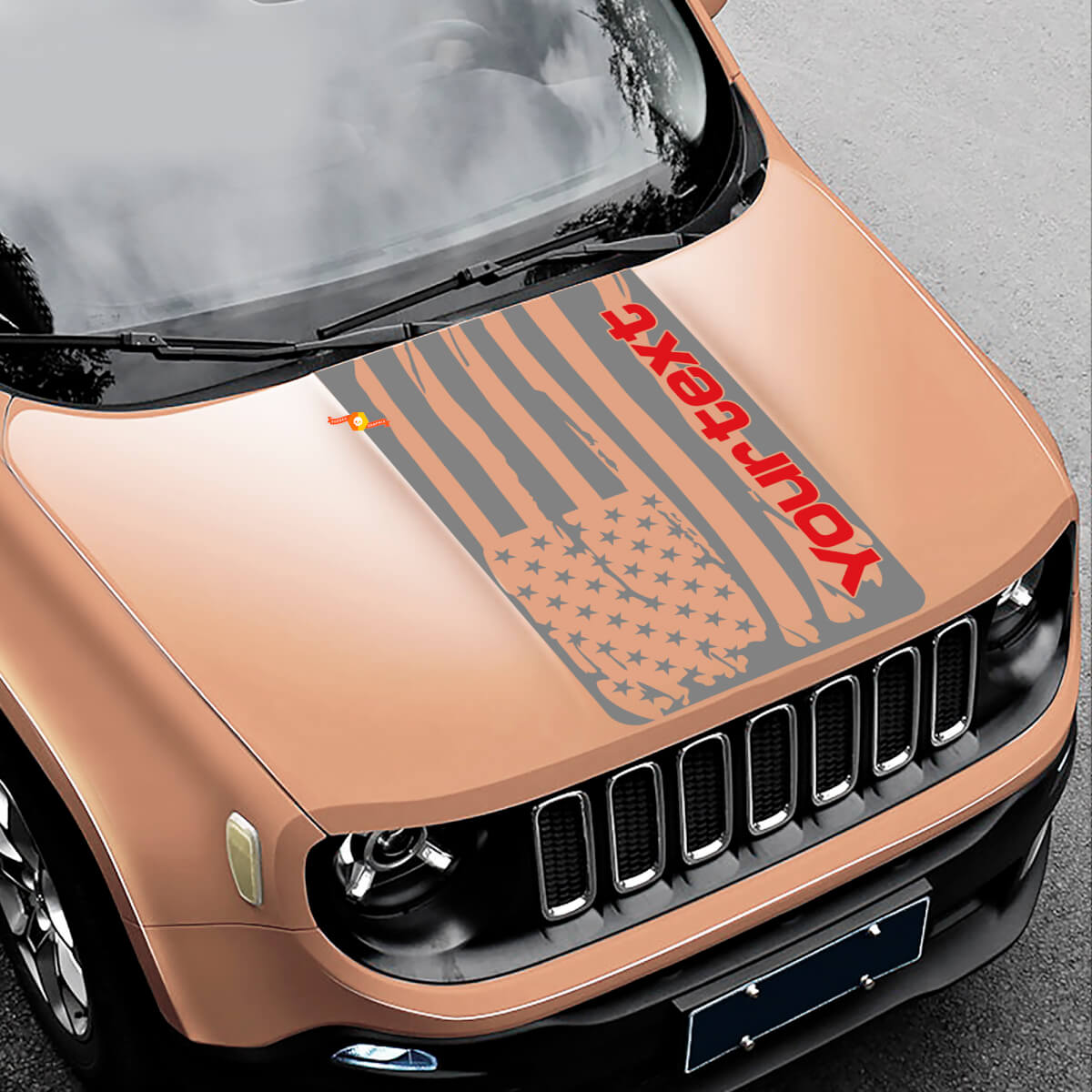 Distressed American Flag Bonnet Vinyl Sticker Decal for Jeep Renegade