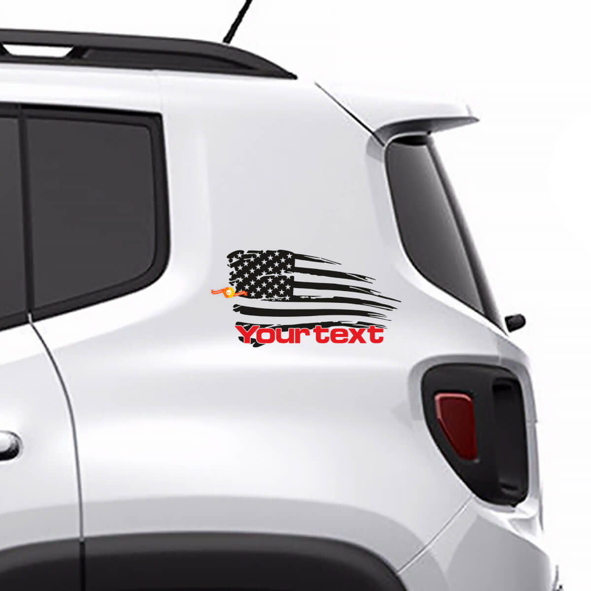 Distressed American Flag Rear Side Graphic Vinyl Decal Sticker for Jeep Renegade