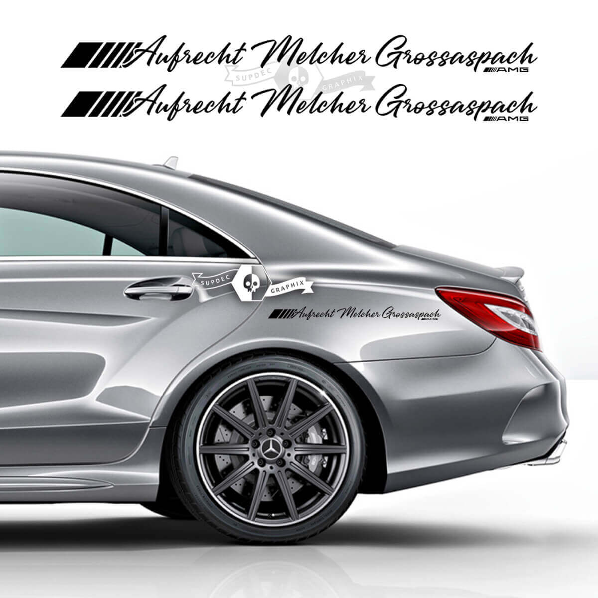 Pair Lettering AMG Aufrecht Melcher Grossaspach Side Mercedes-Benz MB großaspach Vinyl Decal Sticker
