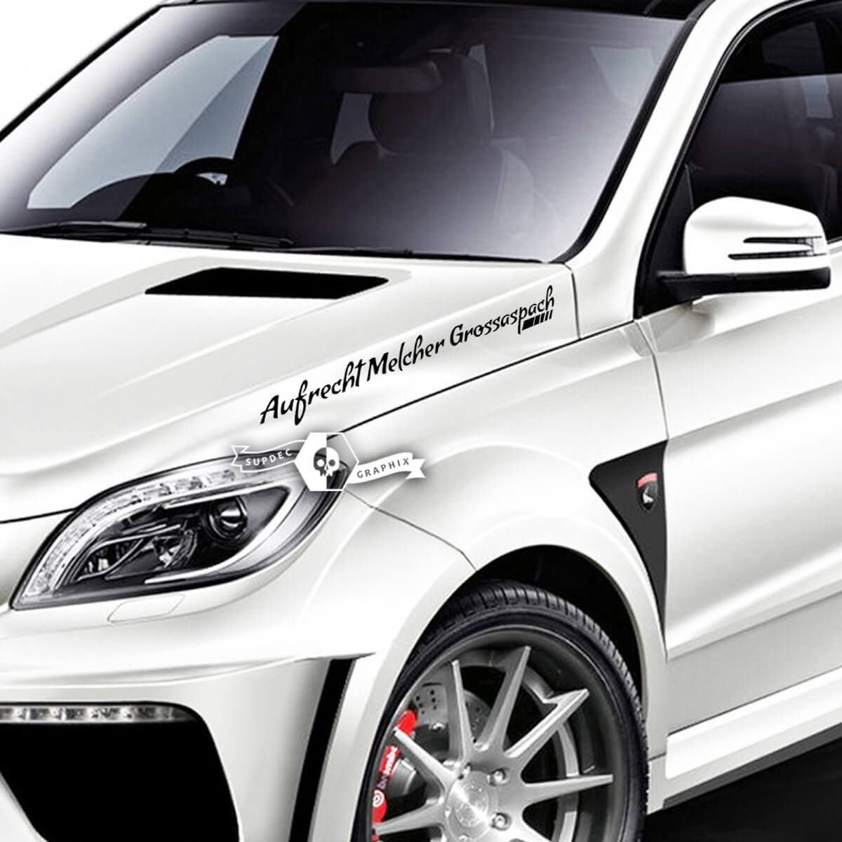 Pair Lettering Emblem Aufrecht Melcher Grossaspach Vinyl Decal Sticker For AMG Mercedes-Benz
