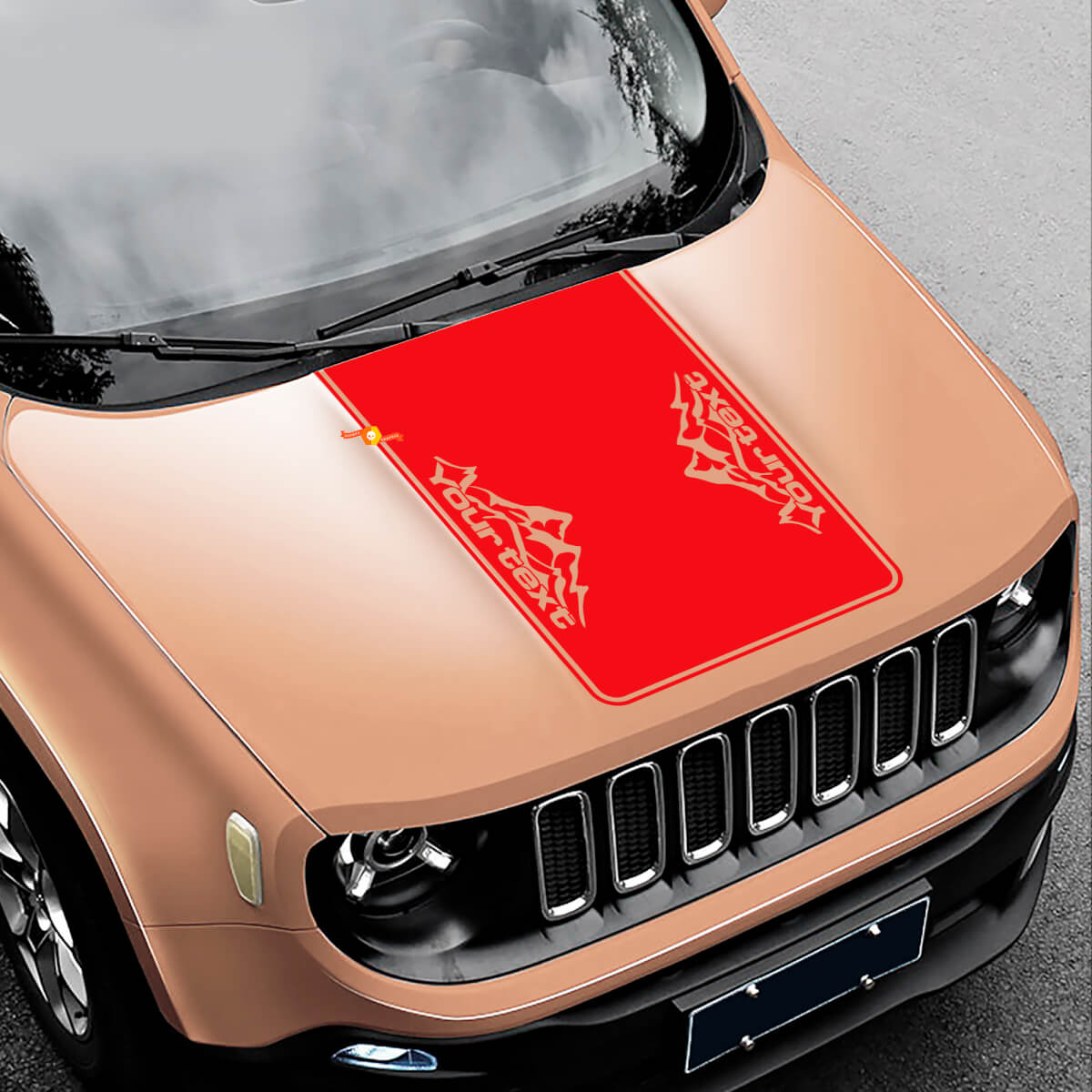 Mountains Style Blackout Vinyl Bonnet Sticker Decal for Jeep Renegade