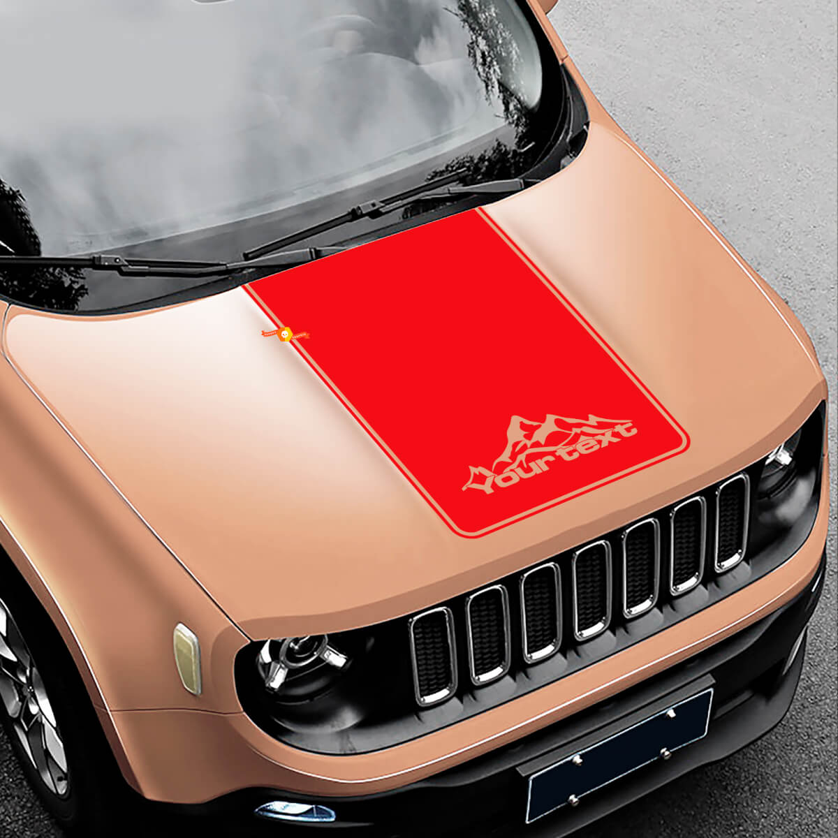 Mountains Style Blackout Vinyl Bonnet Decal 2 for Jeep Renegade