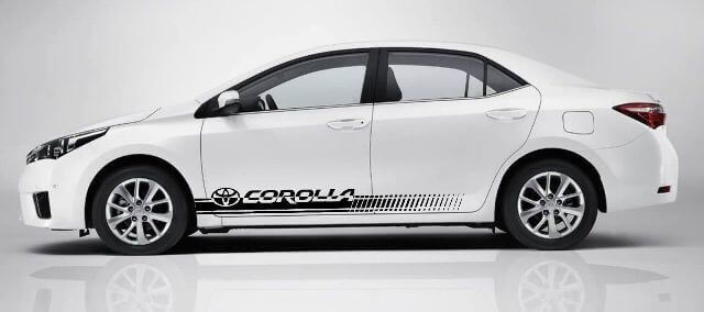 Branded Side Stripes Side Vinyl Decal Sticker for Toyota Corolla