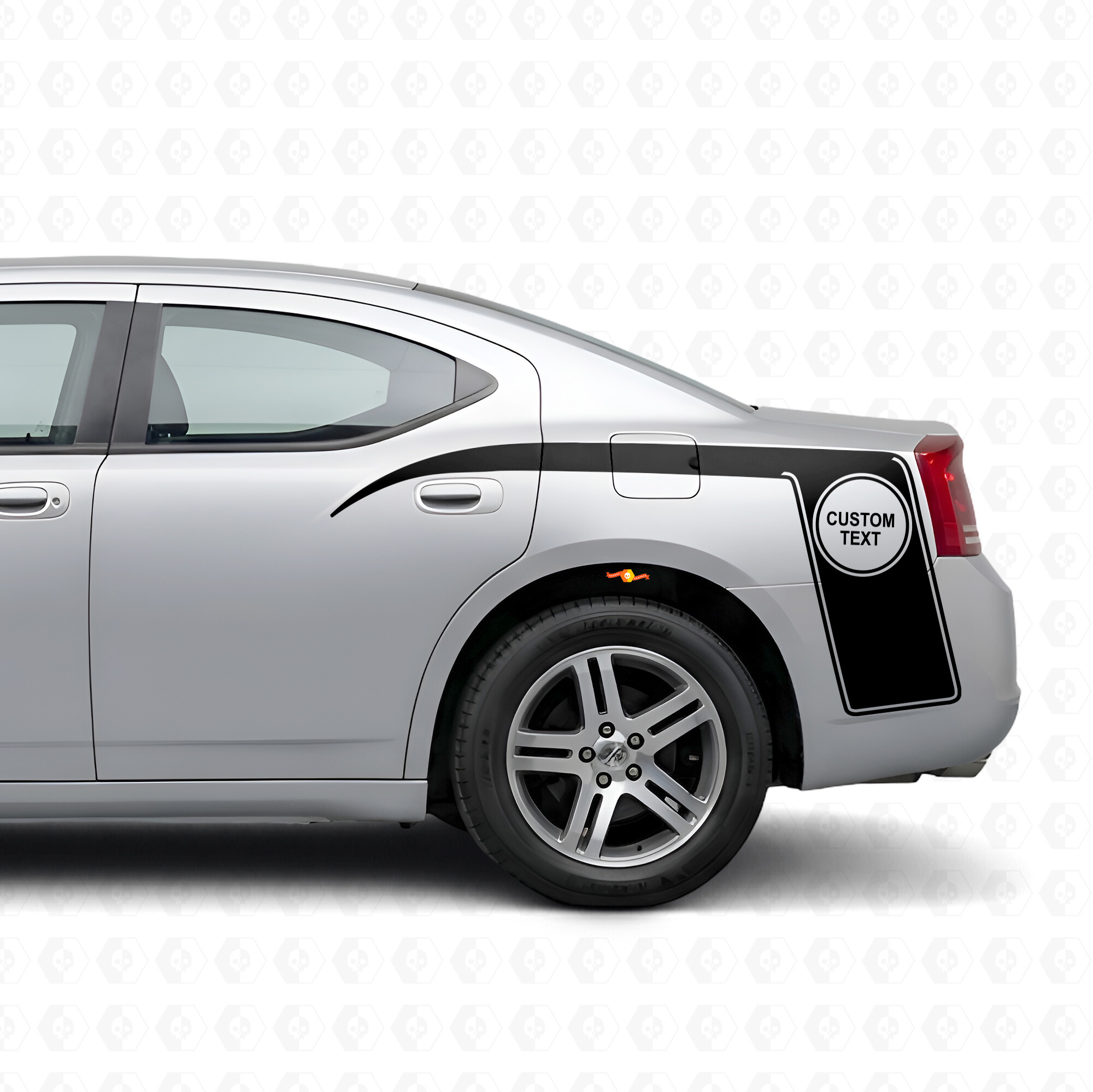 Custom Text & Claw Style Stripes Bedside Vinyl Decal Sticker for Dodge Charger 2006-2010