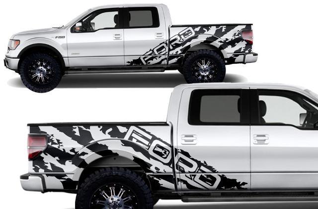 Ford F-150 (2009-2014) Supercrew 5.5 Bed Custom Vinyl Sticker Decal Wrap Kit - Ford Shreds

