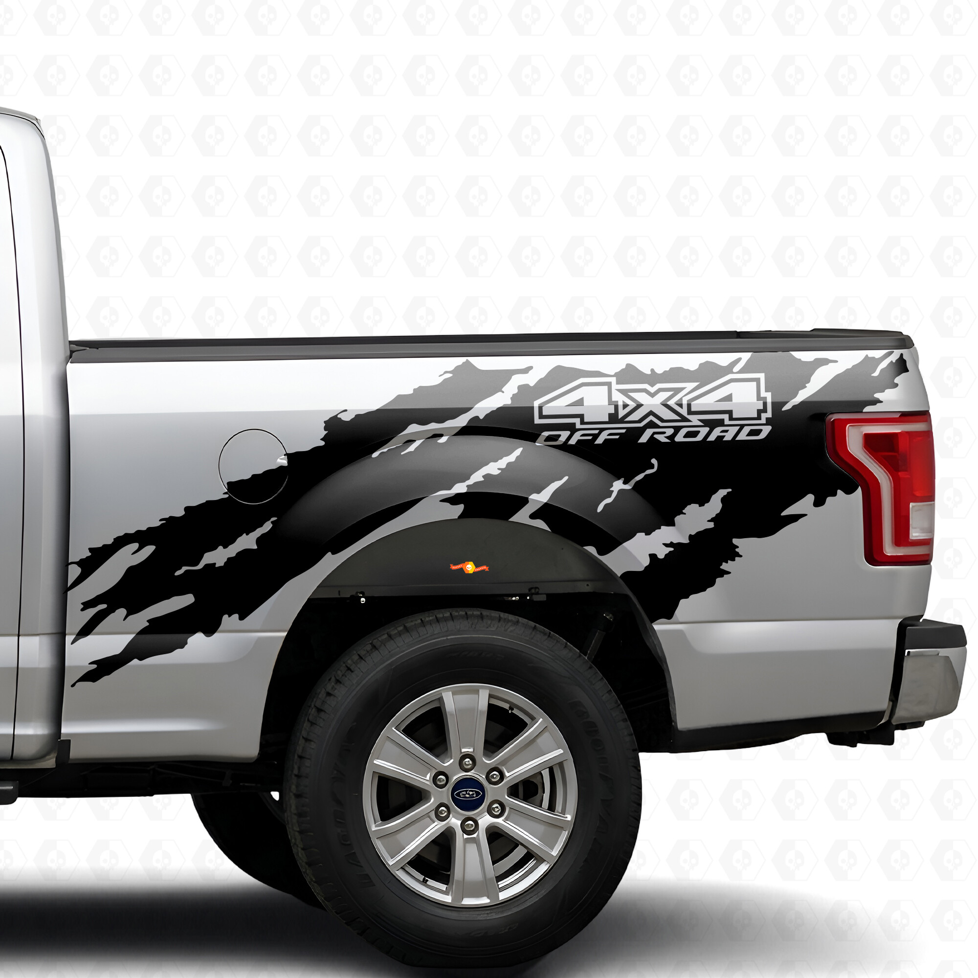 4x4 Off Road Distressed Style Bedside Vinyl Decal Kit for Musclecar truck 2015-17
