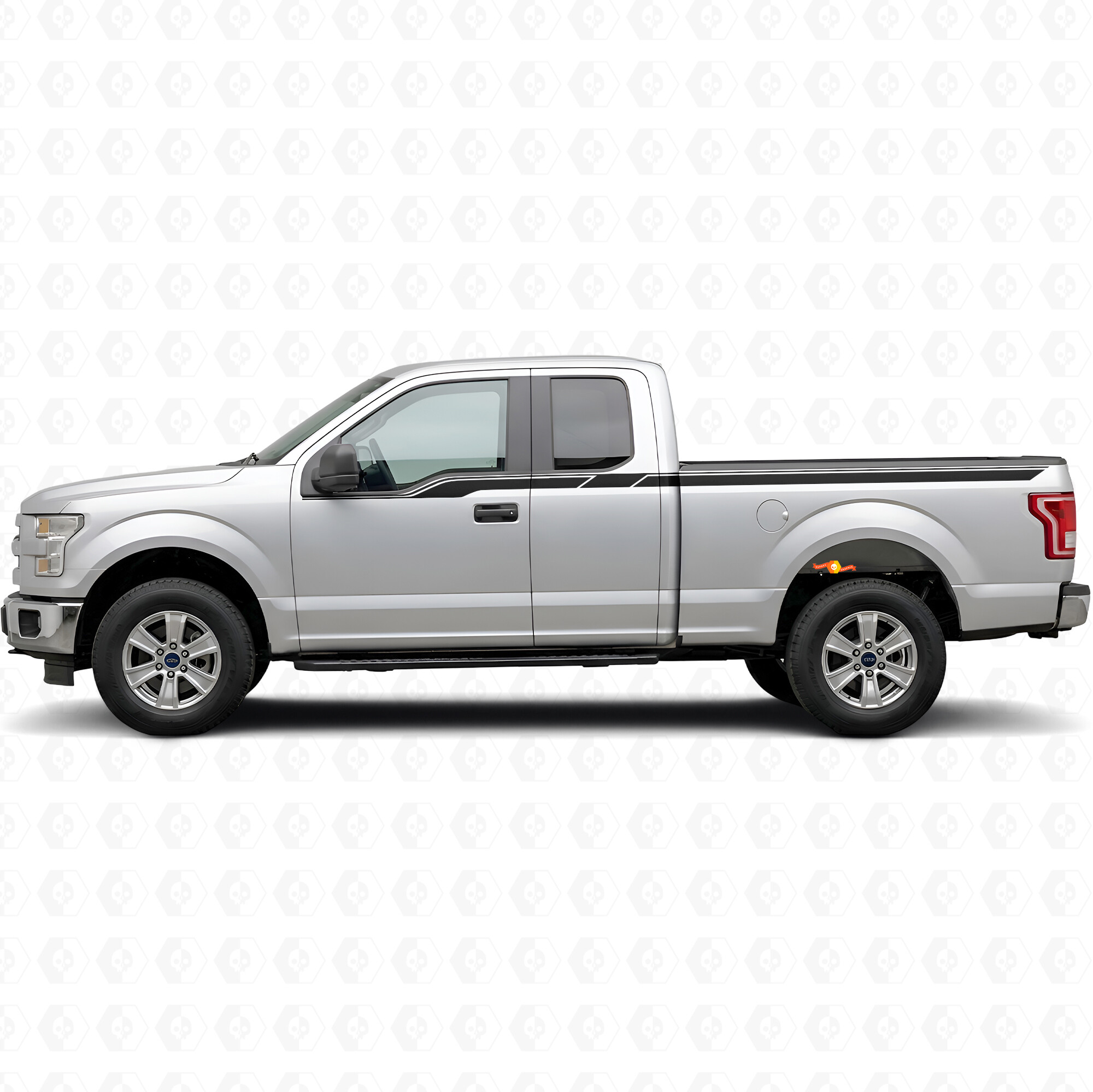 Upper Rally Stripes Side Bedside Door Vinyl Decal Sticker for Ford F-150 2015-2017