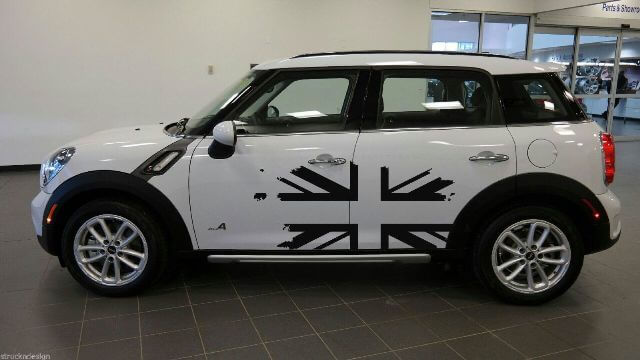UK Flag British Mini Cooper Graphic Decal Sticker Distressed Truck Vehicle Vinyl