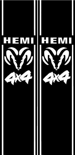 DODGE HEMI 4x4 RACING STRIPES Vinyl Decal Sticker Emblem Graphics Logo