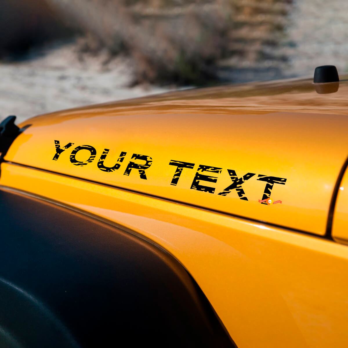 Custom Text Scratched Distressed Style Bonnet Vinyl Sticker Decals for Jeep Wrangler JK JL