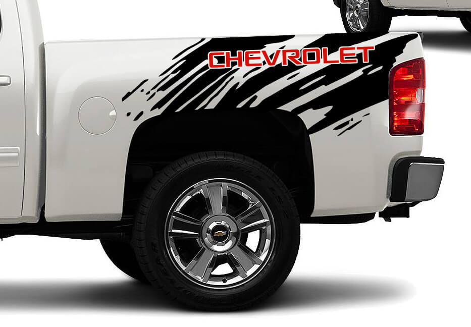 2 Color Chevrolet Chevy Splash Grunge Logo Truck Vinyl Sticker Decal bed Graphic
