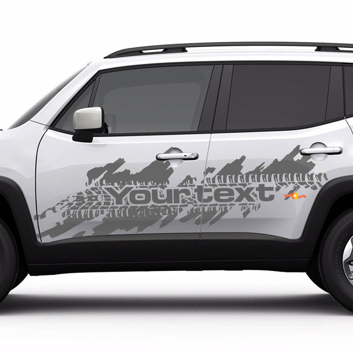 Custom Text Tyre Tracks Side Splash Graphic Vinyl Decal Sticker for Jeep Renegade