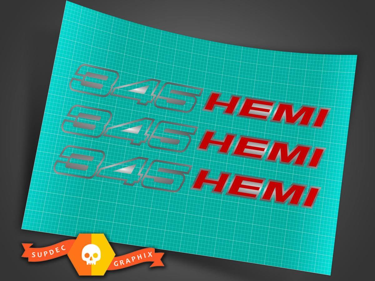 345 HEMI 5.7L Hood Decals Pair for Dodge Challenger Charger 