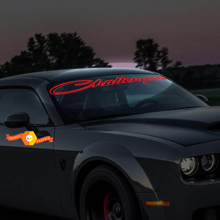 Dodge Challenger Script Windshield Sticker Decal rt hemi sxt srt (ALL COLORS AVAILABLE)
