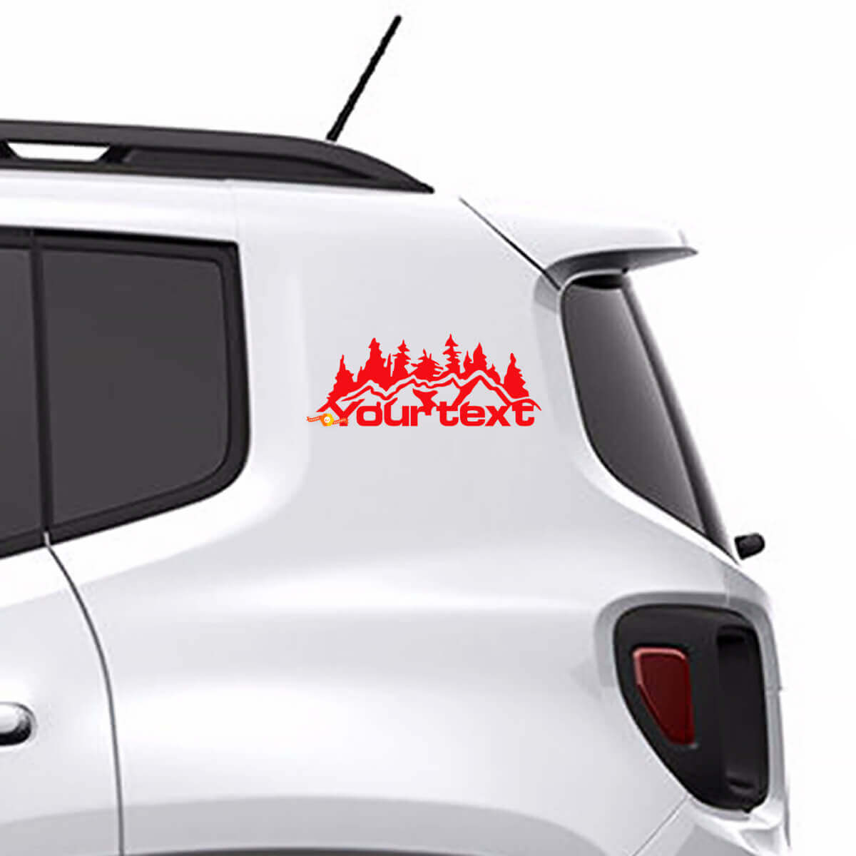 Custom Text Mountains Forest Vinyl Decal Sticker Graphic 2 for Jeep Renegade
