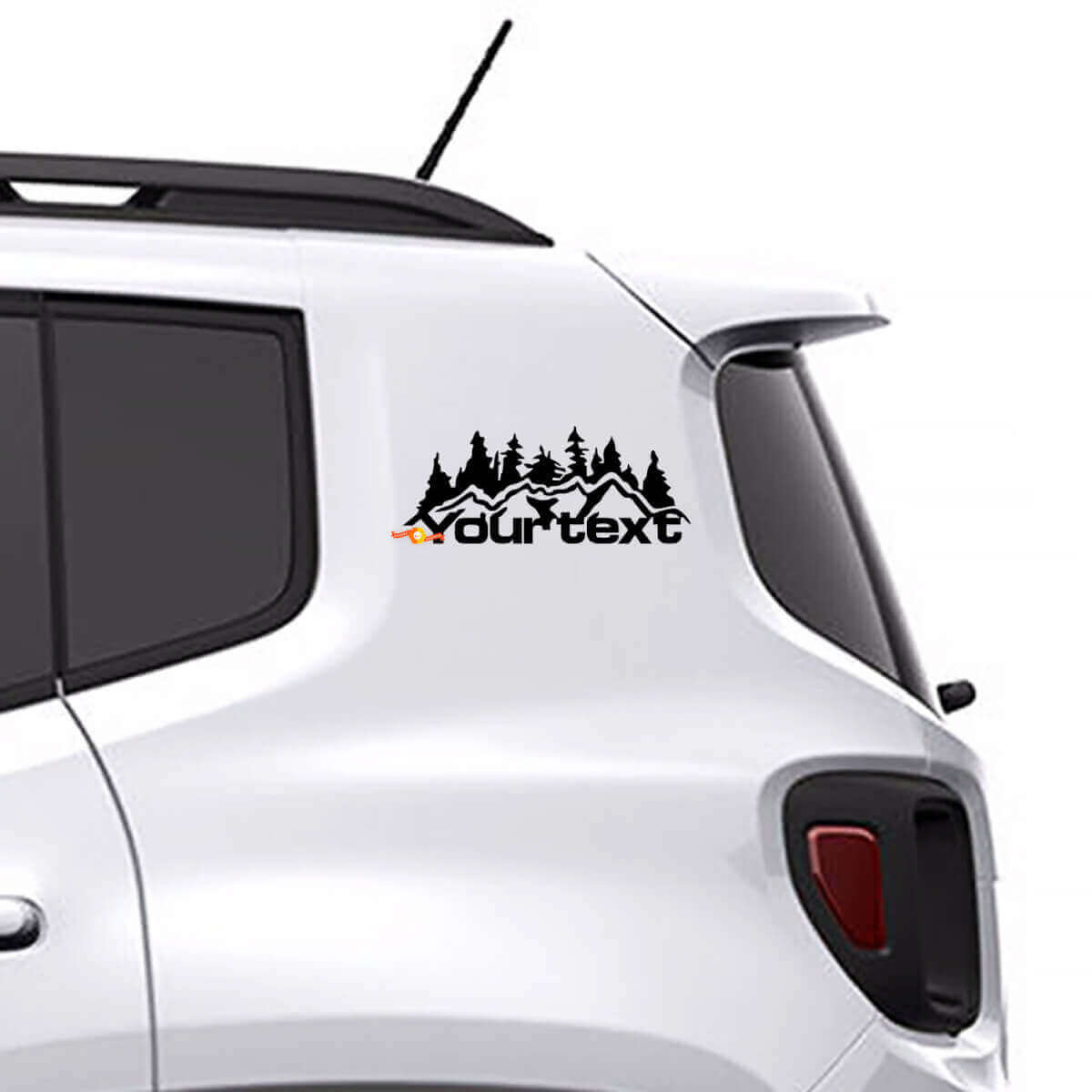 Custom Text Mountains Forest Vinyl Decal Sticker Graphic for Jeep Renegade