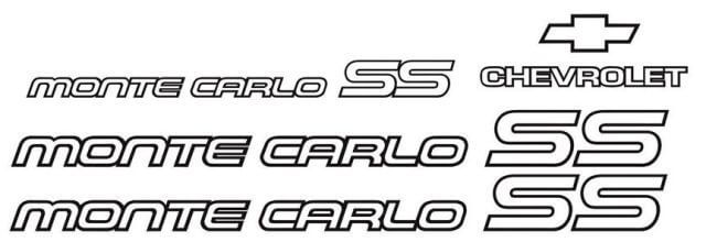 Monte Carlo SS 85 86 Restoration Vinyl Decals Stickers Kit Chevy 1985 1986 New
