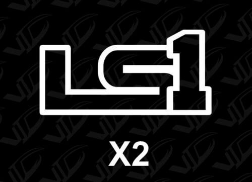 LS1 - Two White Vinyl Decal Stickers - Camaro Corvette GTO SS Z28 LSX LS 5.7L
