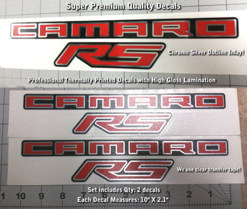 Camaro RS SS Fender Trunk Sticker Decal Kit Chrome Inlay Premium Quality 0027 2024
