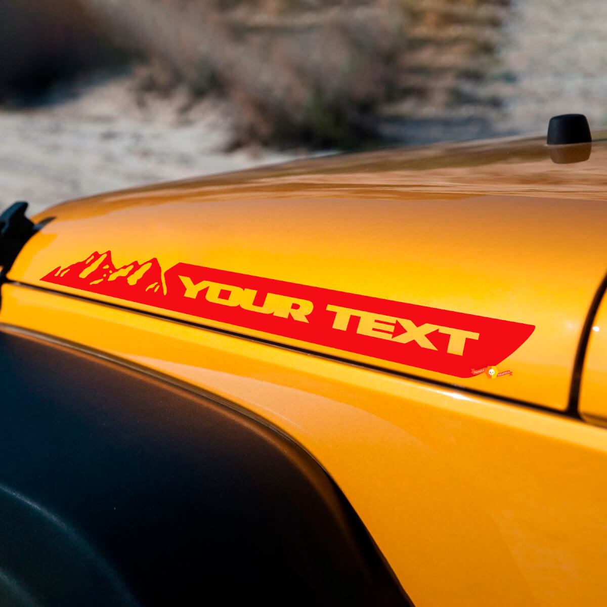 Custom Text Mountains Bonnet Side Vinyl Decal Sticker for Jeep Renegade JK