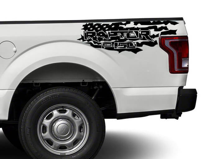 Musclecar power truck truck F 150 US flag distressed grunge 4X4 bed side Graphic decals stickers