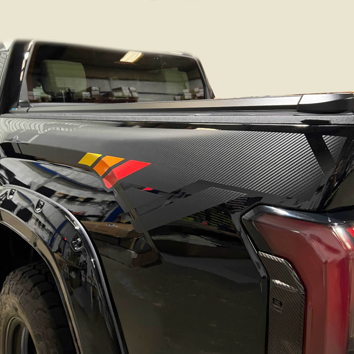Toyota Tundra Side Pickup Carbon with Vintage stripes decal sticker Graphics
