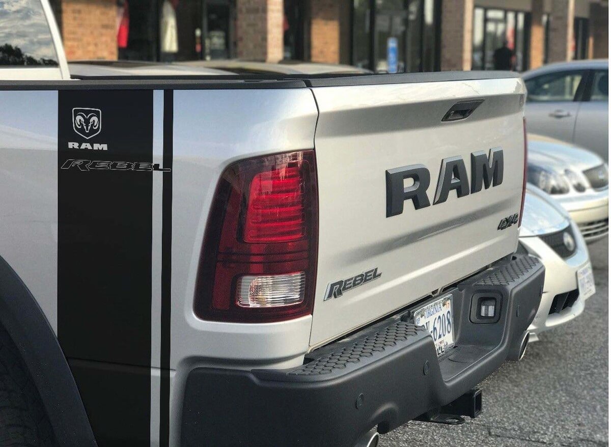 2 Dodge Ram Rebel 1500 5.7L decals TRX side stripes vinyl stickers Hemi Graphics Now