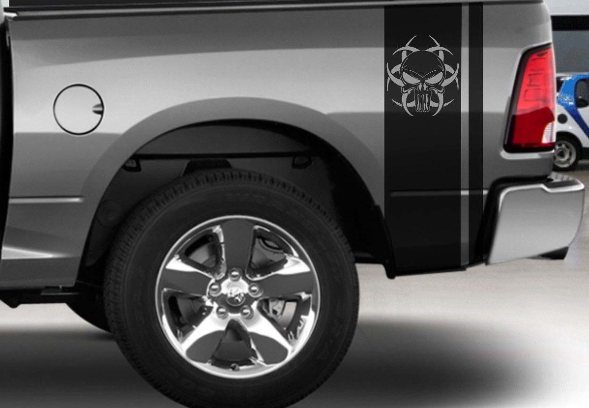 Dodge Ram Truck Vinyl Rear Side Bed Punisher Stickers Decals mopar rebel hemi 5.7 hellcat
