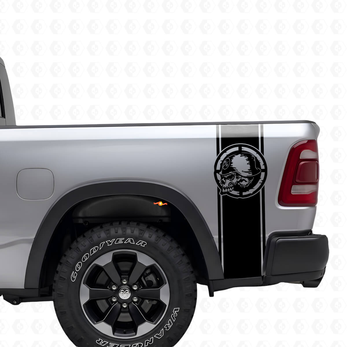 Metal Mulisha Skull Rear Side Stripes Vinyl Decal Set for Pickup Trucks