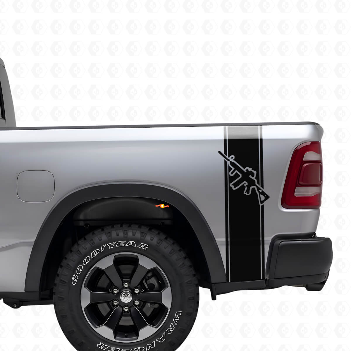 AR-15 Rifle Rear Side Stripes Vinyl Decal Set for Trucks